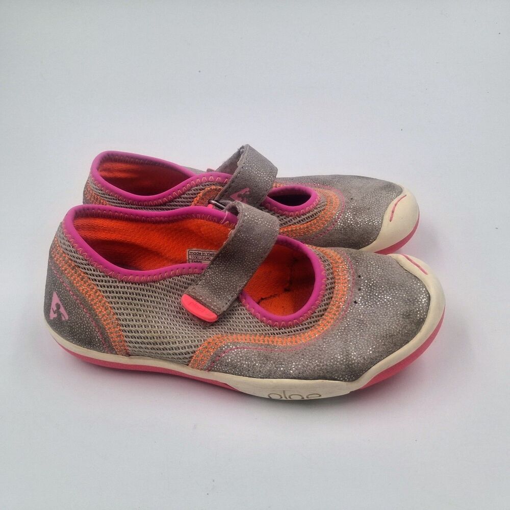 Plae Emme Shiny Silver Pink Orange Sneakers Shoes Girls Size 12 *Play Condition*